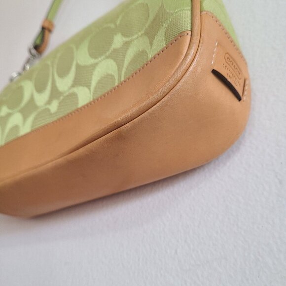 Coach Y2K Demi Baguette Bag Wristlet Signature Monogram Yellow Leather Trim 6094 - Picture 4 of 10